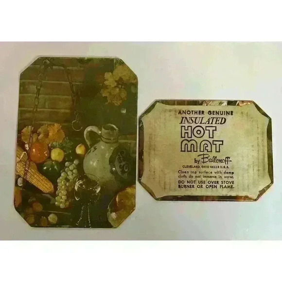 70’s Vintage Ballonoff Insulated Hot Mats Set of 2 Harvest Setting Cleveland USA - Picture 1 of 9